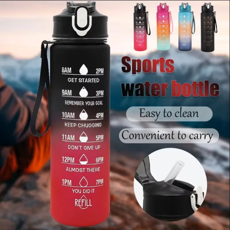 Smart Water Bottle Tracker - Sports Water Bottle with Time-Tracking Straw