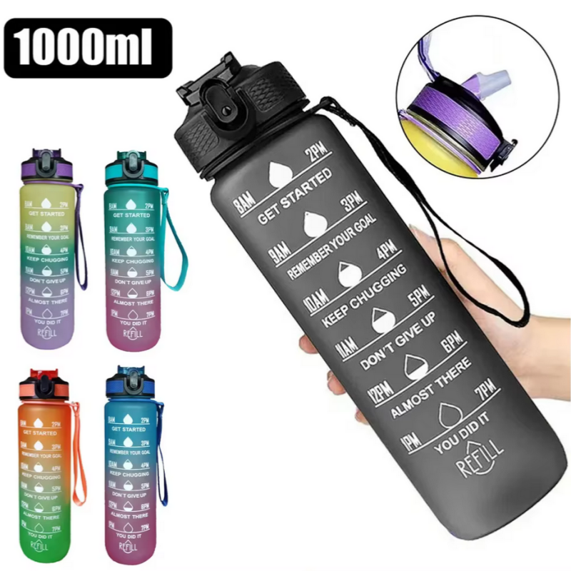 Smart Water Bottle Tracker - 1000ML Sports Bottle Gradient Color Water
