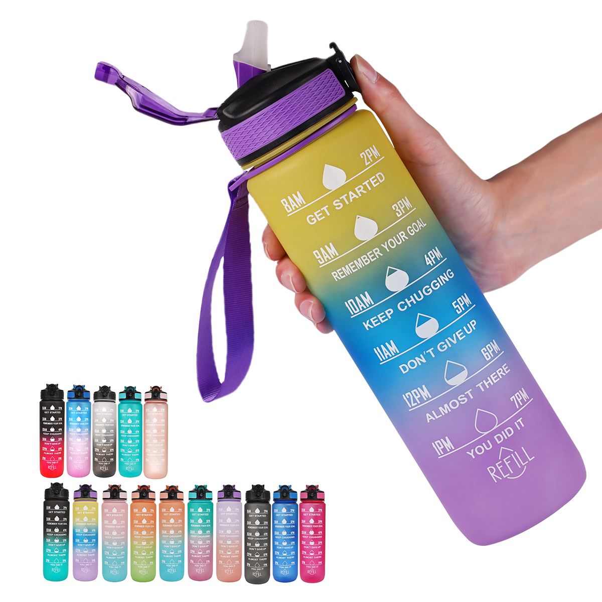 Smart Water Bottle Tracker - 1L Water bottle 12 colors Leak