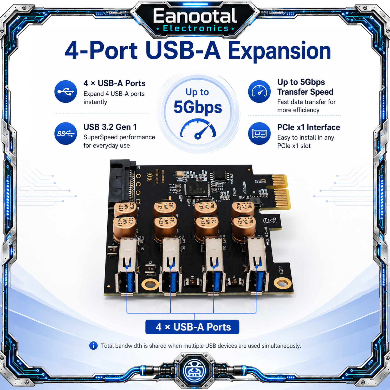 PCIe x1 USB 3.0 4 Ports Expans - Usb Sound Card External recensione e prezzo