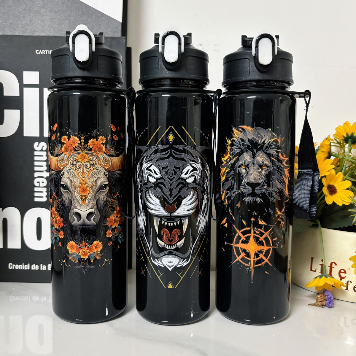 Cute Lion Tiger Cow Pattern 75 - Smart Water Bottle Tracker recensione e prezzo