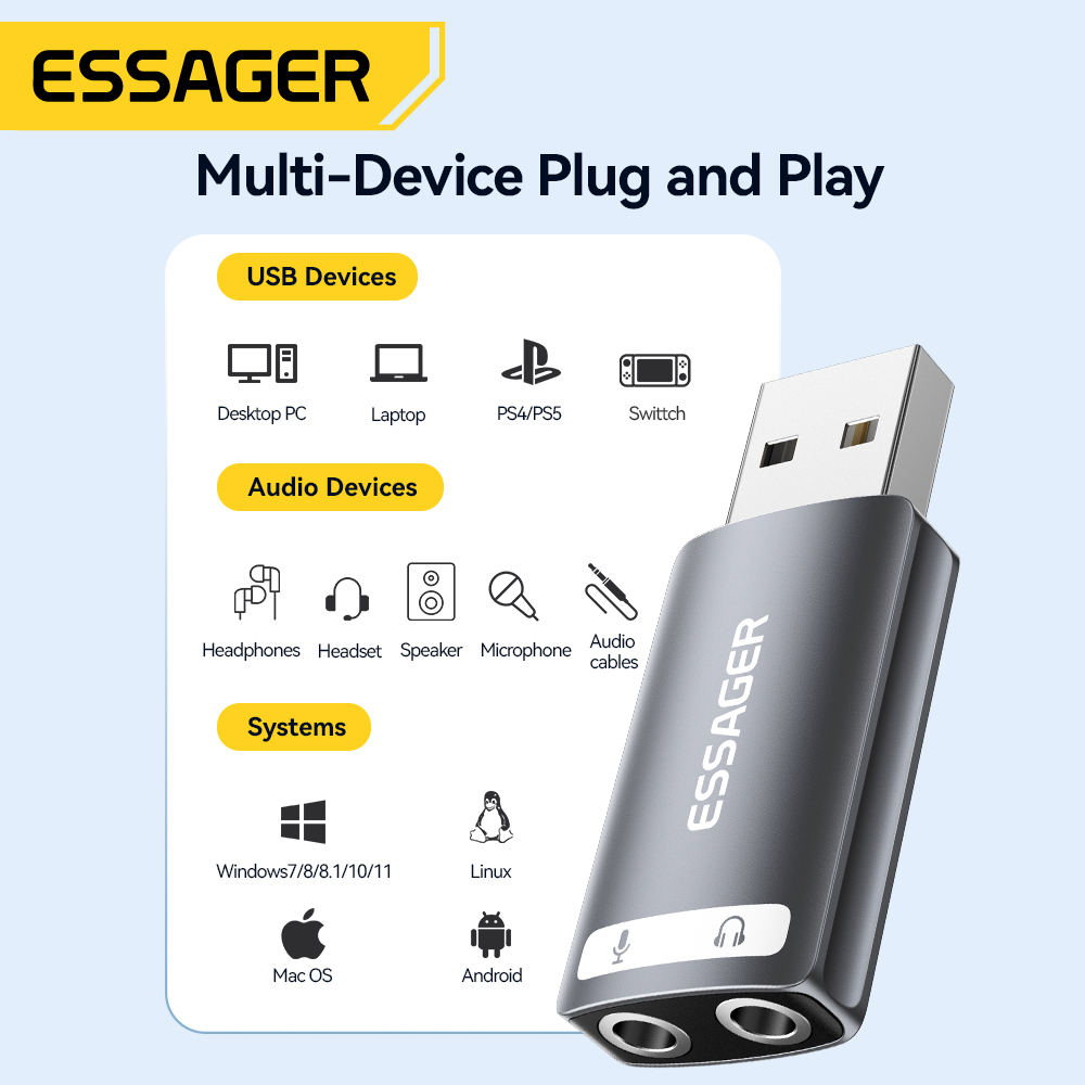Essager USB Sound Card Externa - Usb Sound Card External recensione e prezzo