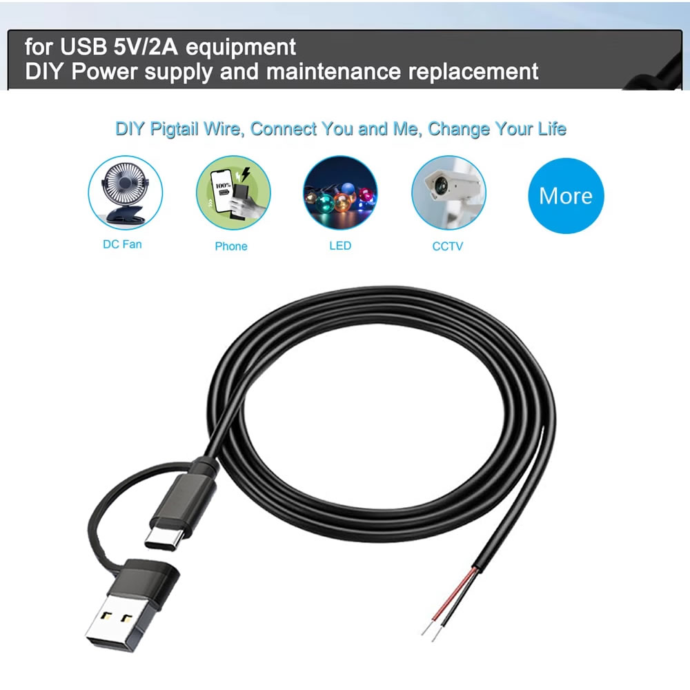 DC 2 Pin Power Cable USB and T - Electronics Repair Gadgets recensione e prezzo